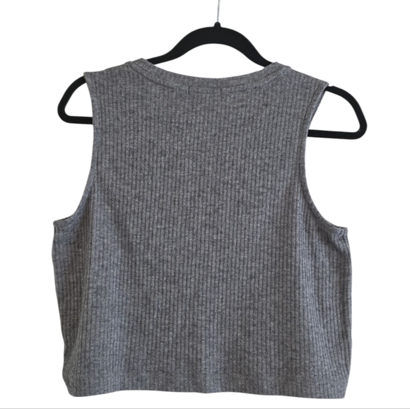 Z Supply Gray Ribbed Crop Tank Top Size Small - Picture 2 of 4
